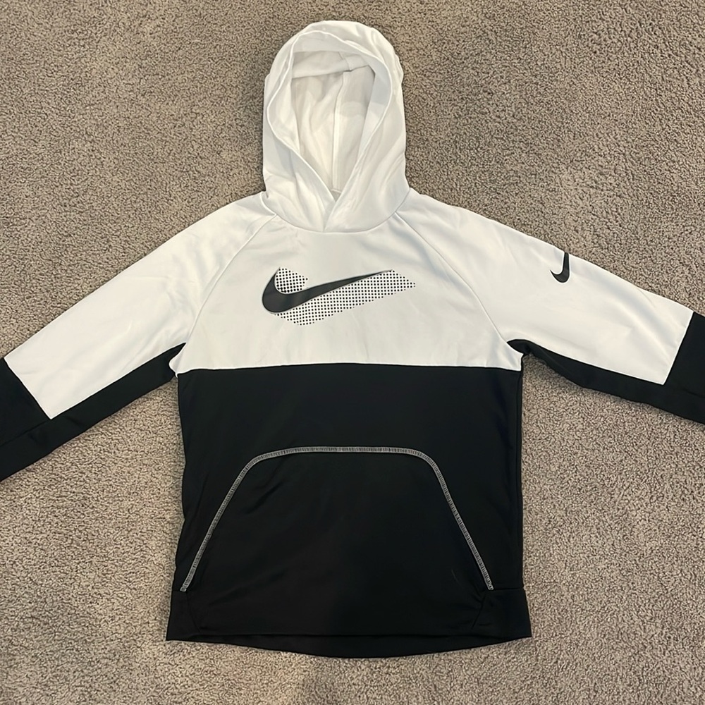 White and Black Bike Sweatshirt Hoodie Youth Large Boys